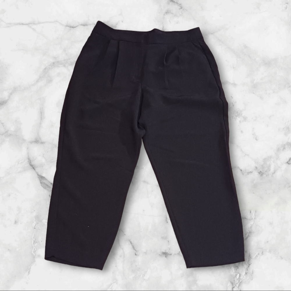 Express Black Casual Office Pants Ladies Size 14 Short Minimalist GOTHIC NOIR